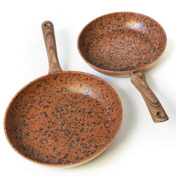 Set 2 tigăi Regis Stone Copper Maestro, antiaderente, cu particule de piatră și cupru, 24cm și 28cm