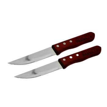 Set 2 cuțite inox pentru grătar, cu mâner din lemn